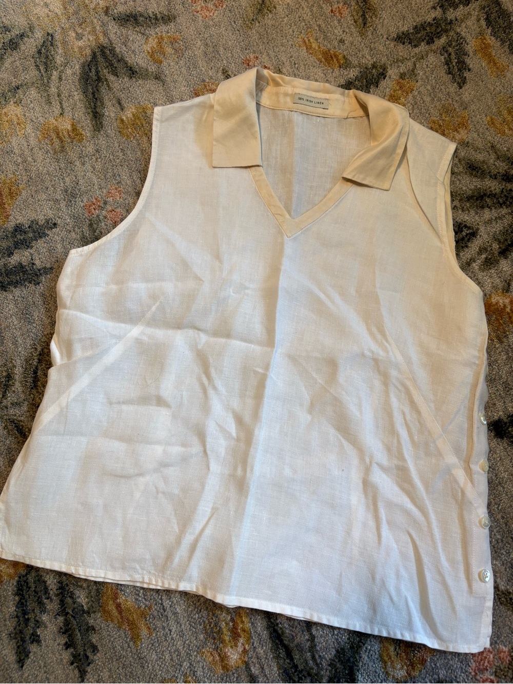 Eileen Fisher White Irish Linen Tank Top Quiet Luxury Natural Fibers